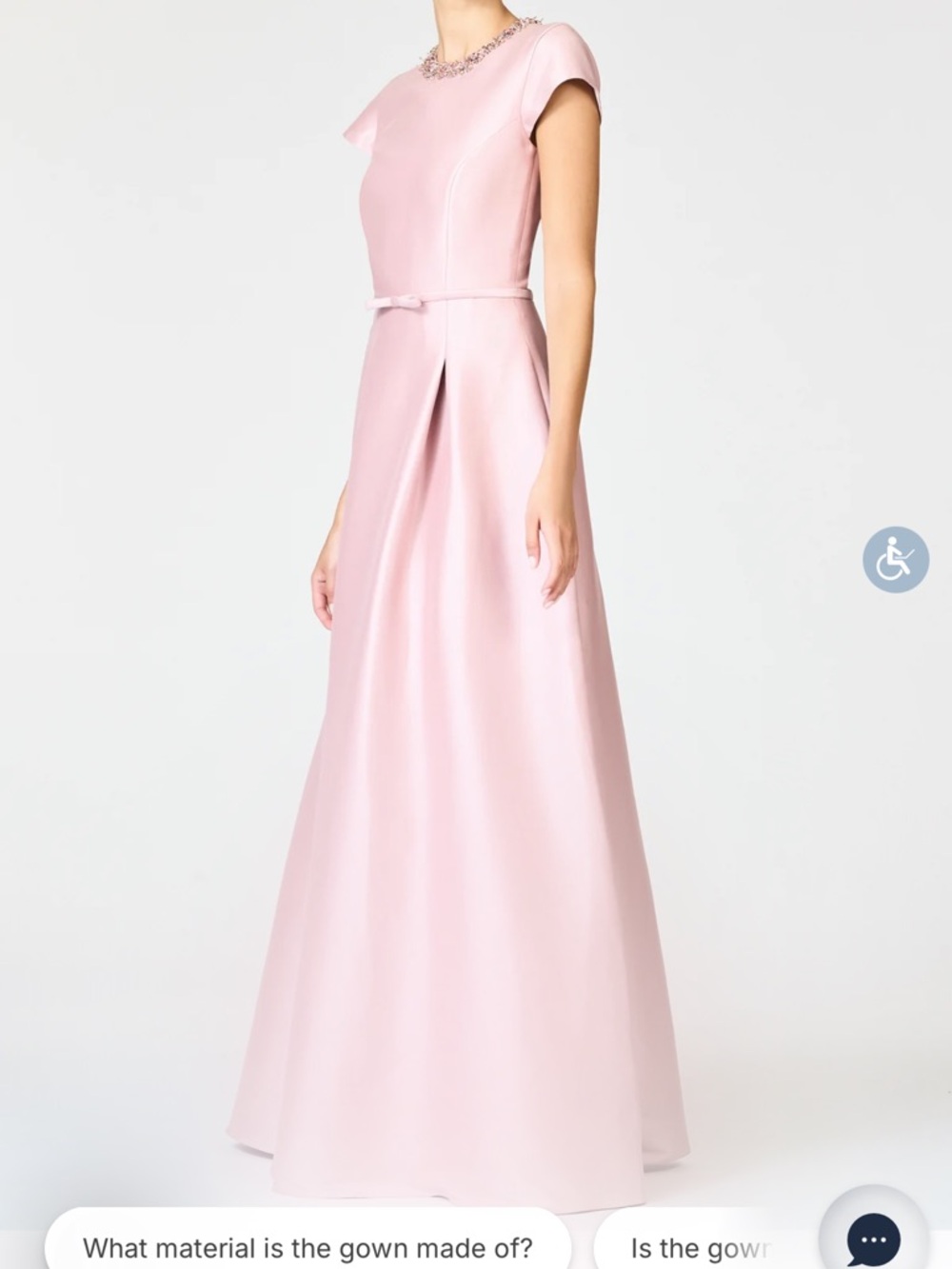 Elegant Pink Cap-Sleeve Evening Gown